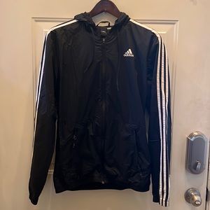 Adidas black front zip jacket with hood sauce mall